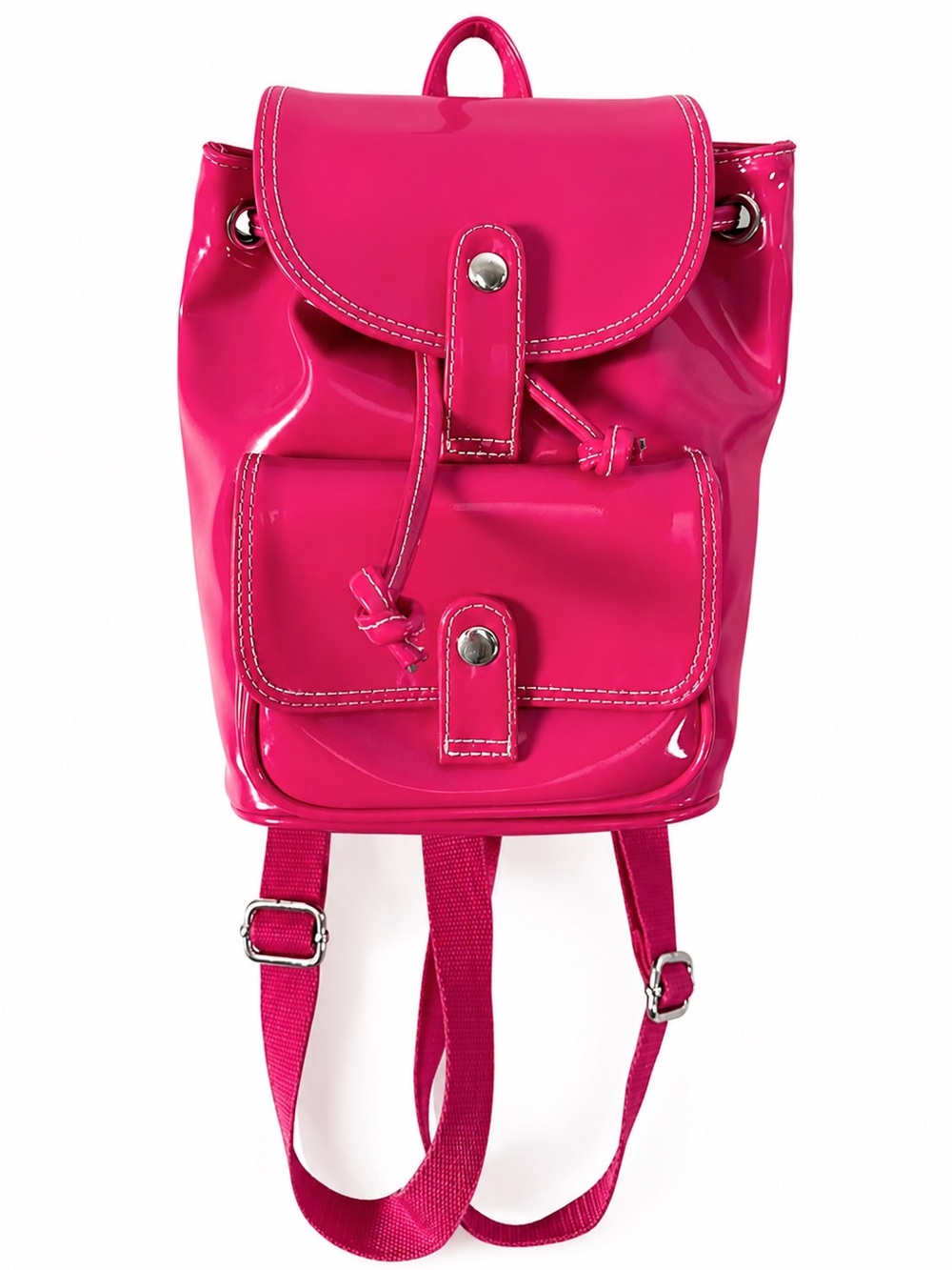 Vintage Y2K GAP Fuchsia Patent Faux Leather Mini Backpack Drawstring Pink Bag